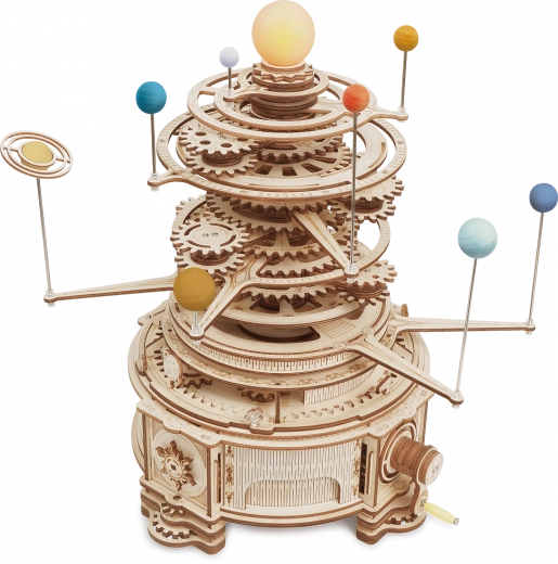 Leseni mehanski model Osončja ROKR Orrery 3D sestavljanka