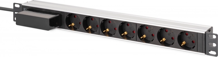Rack PDU 19" with switch and C 16 A breaker, 7x Schuko, 1.8 m cable, aluminum
