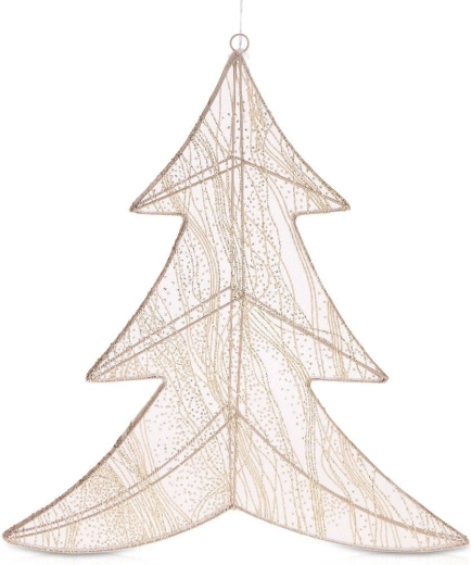 Hanging illuminated Christmas tree with 260 LEDs, gold, 56 cm