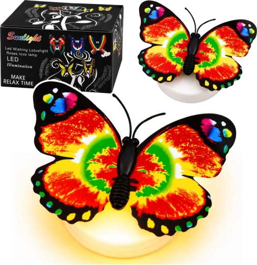 Svetleči LED metulj – samolepilna dekoracija 6 × 5 cm