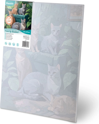 Pripravljeno platno na okvirju in oštevilčena območja