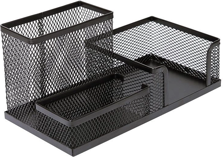 Kovinski namizni organizator s kocko za listke, črn