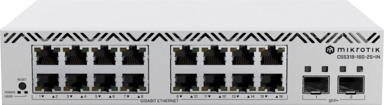 Pametno stikalo MikroTik 16× Gigabit Ethernet in 2× SFP+