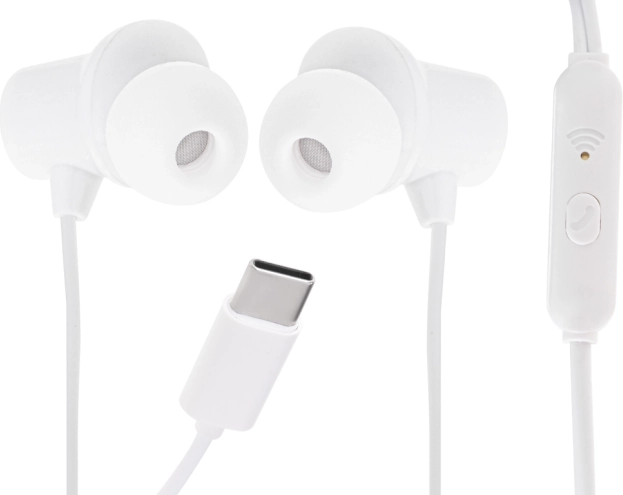 L-Brno bele slušalke s mikrofonom USB-C