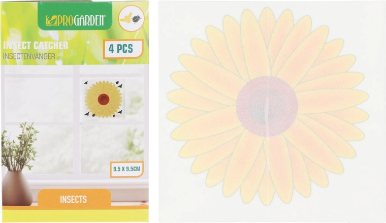Okenska lepilna past za muhe Cvet 9,5 × 9,5 cm (4 kos)