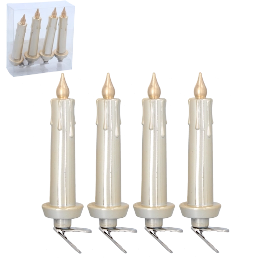 Set sponkastih božičnih svečk 11 cm – odporni plastični okraski za drevo