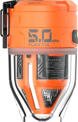 Flextail Max Pump 3 prenosna električna pumpa s kamping lučjo, oranžna
