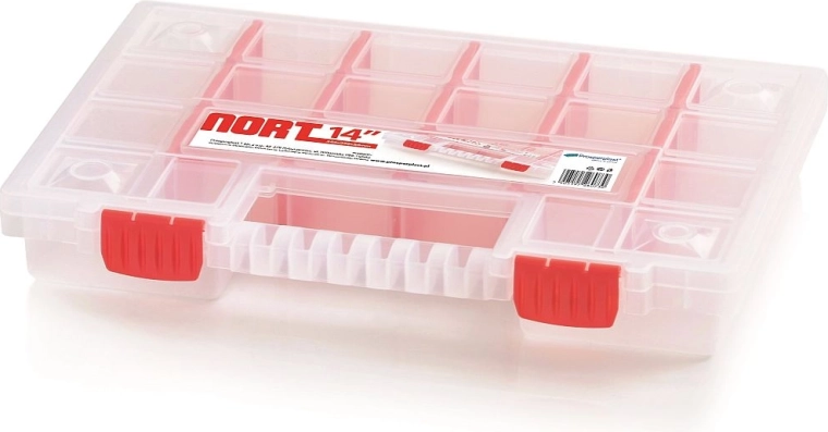 Plastični organizator NORT z 22 predelki in odstranljivimi pregradami