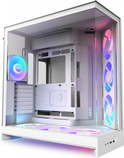 NZXT H9 Flow RGB+ bela ATX mid-tower ohišje z oknom