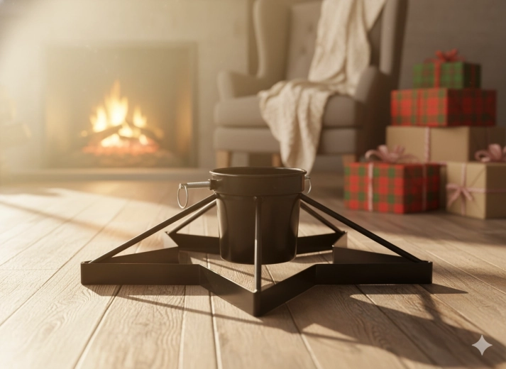 Kovinsko stojalo za božično drevo z rezervoarjem za vodo, črno