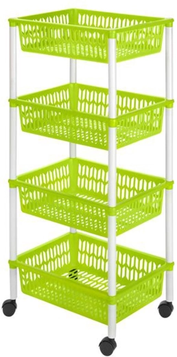 Košasti regal na kolescih, 4 nivoji, 40 × 30 × 89 cm, plast