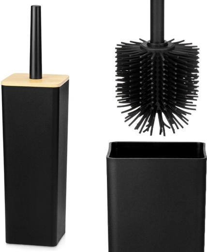 Vilde silicone toilet brush with stand, black 37.5 cm