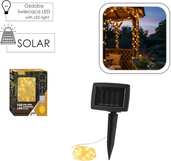 Solarni LED niz 100 diod toplo bela 11,9 m IP44