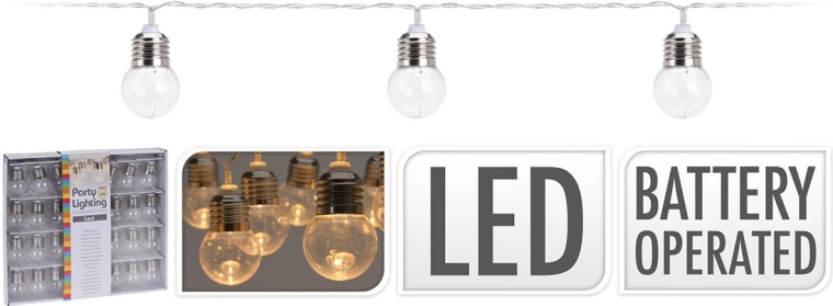 Svetlobna veriga žarnice 4 cm, 4,5 m, 30 LED, toplo bela