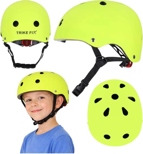 Trike Fix otroška kolesarska čelada z LED, nastavljiva, velikost S 48–54 cm, svetlo zelena