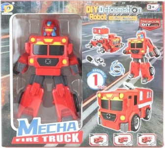 Sestavljivi vijačni robot – rdeči transformer tovornjak z bagrom