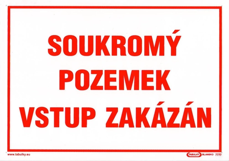Tabla Zasebno zemljišče – vstop prepovedan A4 plast 210 × 297 mm