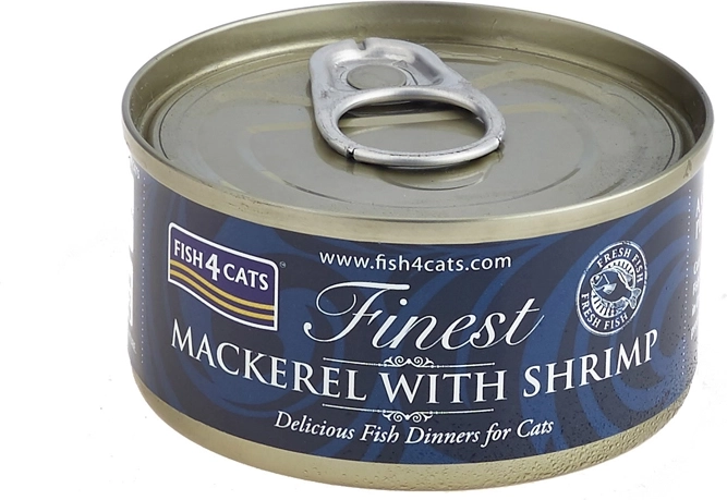 Fish4Cats konzerva za mačke z skušo in kozicami 70 g