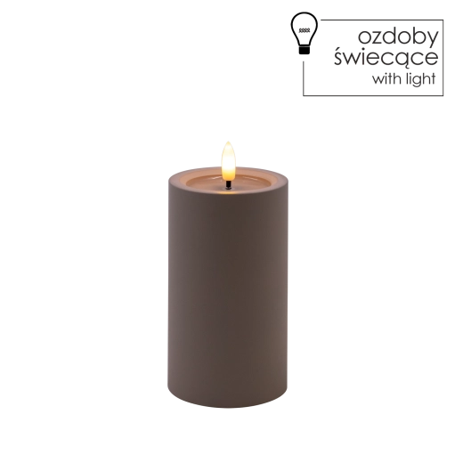 LED sveča siva 7 × 12,5 cm z migetajočim plamenom