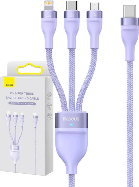 Večfunkcijski polnilni kabel Baseus z USB-C, Micro USB in Lightning priključki, 100W, 1,5 m