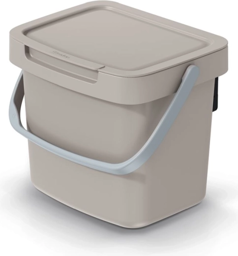Koš za smeti 3 l s svetlo rjavim pokrovom in ročajem