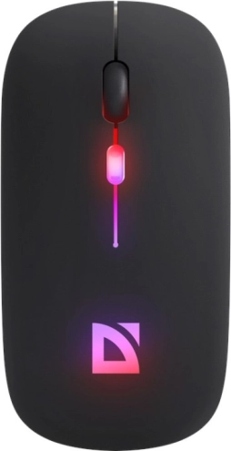 Brezžična miška DEFENDER Touch, tiho klikanje, RGB, BT + 2,4 GHz, polnilna, 800/1200/1600 DPI, črna