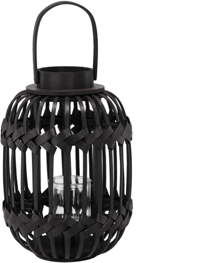 črni lanternasti svečnik s steklenim vložkom
