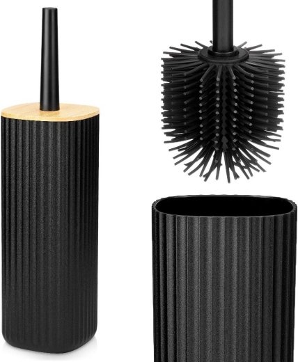 Vilde silicone toilet brush with stand, black, 36 cm