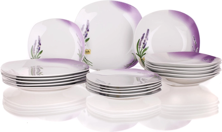Porcelanasti jedilni servis Lavender Square, 18 kosov