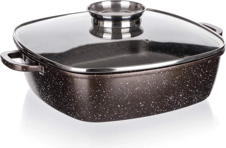 Pekač s pokrovom 28 × 28 × 7,5 cm Premium Dark Brown z nelepljivo površino