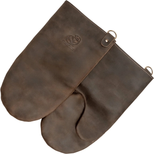 Usnjene toplotno odporne BBQ rokavice Beavercraft, rjave