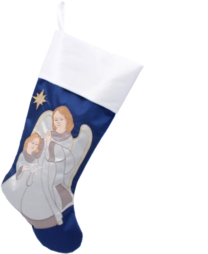 Božična nogavica z angeli – tekstilni okras s trakom