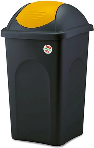Nihajni koš za odpadke MULTIPAT 60 l, črno-rumen, plast