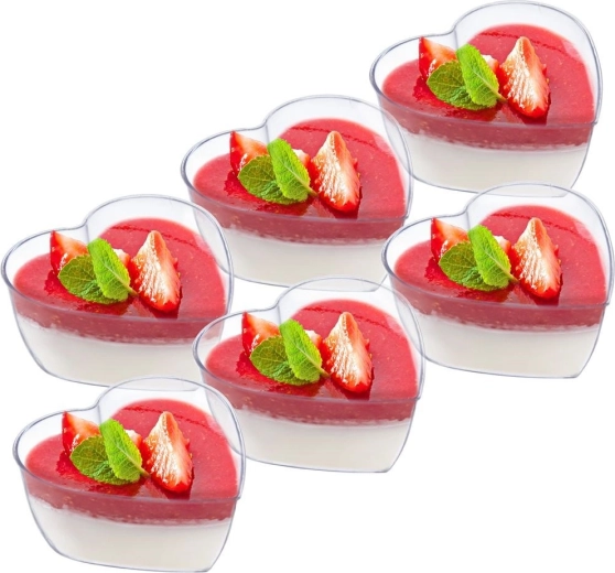 Heart-shaped dessert cups 120 ml, 6 pcs