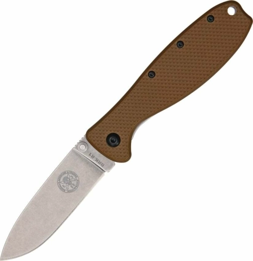 ESEE Zancudo žepni nož Coyote Brown 7,7 cm, stonewash, rjav, FRN