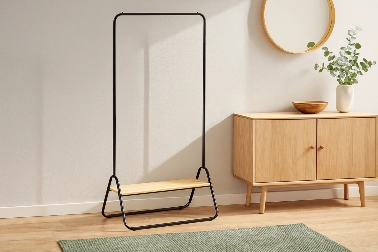 Stoječe stojalo z odlagalno polico, kovinski loft 80 × 44,5 × 146 cm