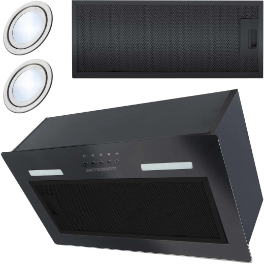 Vgradna kuhinjska napa 52 cm črna BERDSEN s steklom in LED