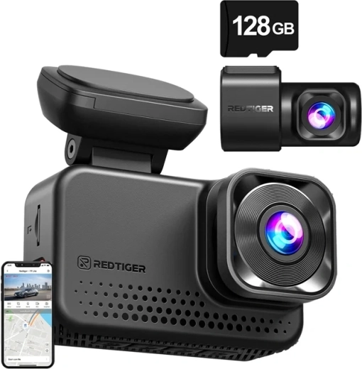 REDTIGER VC70 Dash Cam 4K and 2.5K with Wi-Fi and 128GB Card