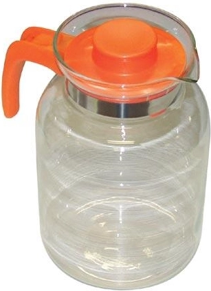 Steklena čajnika JULIE 2 l s plastičnim pokrovom in ročajem