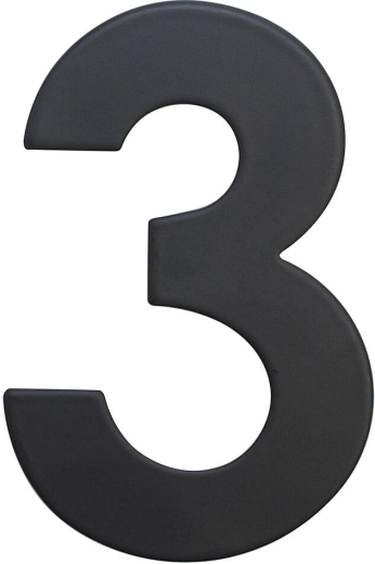 Hišna številka 3, 75 mm, nerjaveče jeklo, mat črna