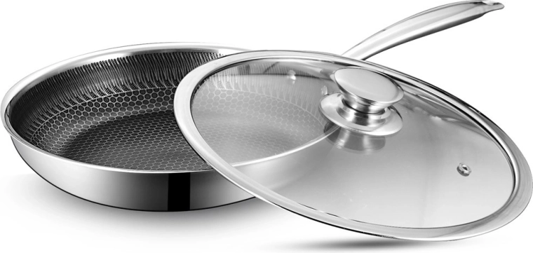 Professional frying pan with lid and honeycomb surface Maestro 26 cm