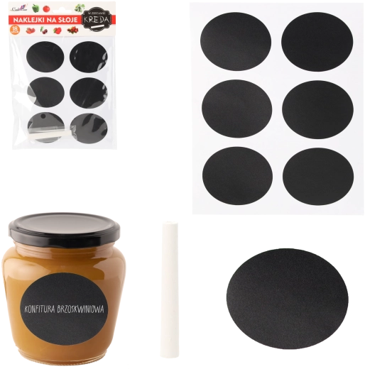 Komplet tablo samolepilnih etiket za kozarce 6 × 4,8 cm – 18 kosov