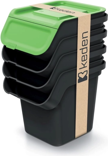 Komplet ločevalnih košev Kaddi Q s filtrom 4×20 l, reciklirana plastika