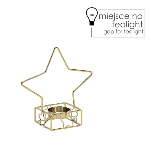 Zlati kovinski svečnik v obliki zvezde za čajne svečke