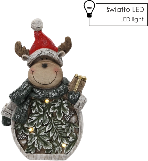 Božična figurica – jelen z listi LED 24 × 9,5 × 38,5 cm