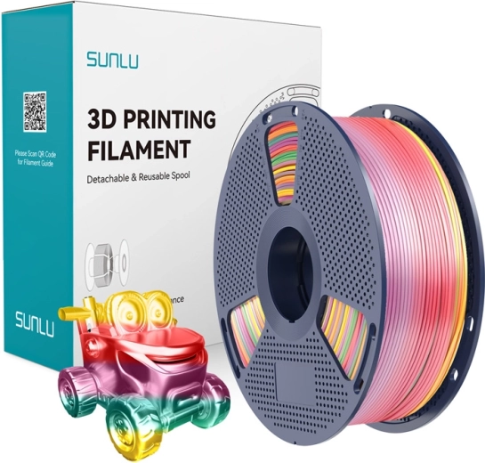 Sunlu PLA+ Silk filament rainbow 01 1.75 mm 1 kg