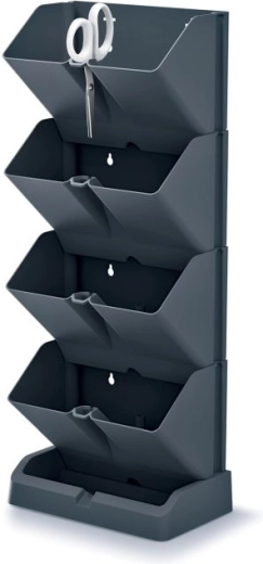 Navpični cvetlični lonci z škarjami za zelišča MINI GARDEN, antracit