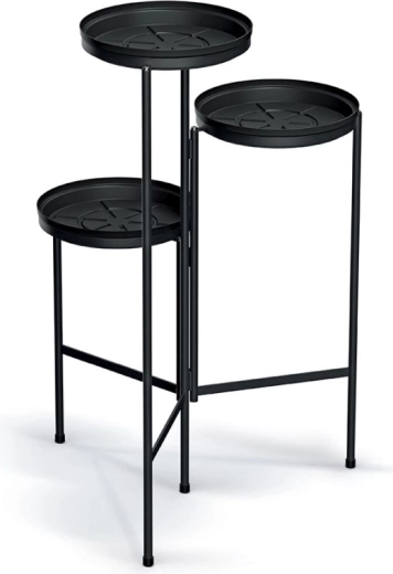 Večnivojski stojalo za rože, črn, 50 cm