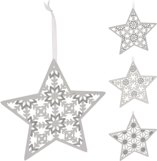 Viseča lesena zvezda 30 cm bela