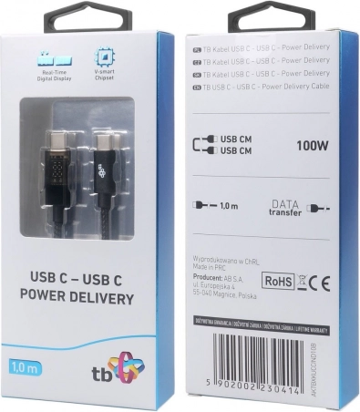 USB-C na USB-C kabel z LED indikatorjem polnjenja (1 m, 100 W)